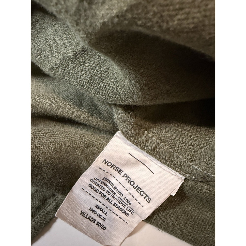 Norse Projects Linen Flannel Button Down Shirt Olive Men's Size Small - Picture 4 of 8